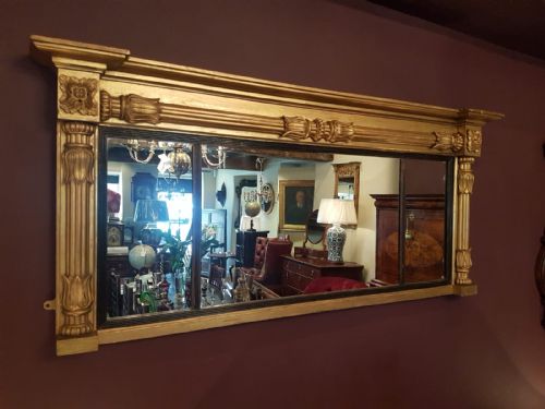 Antique Regency Timber Gilt Oval Mantel Mirror