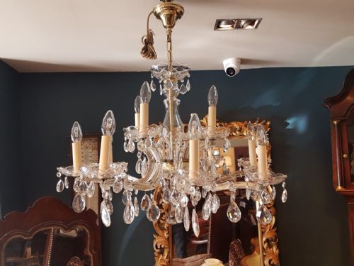 Superb 1920'S Cut Crystal Two Tier Chandelier