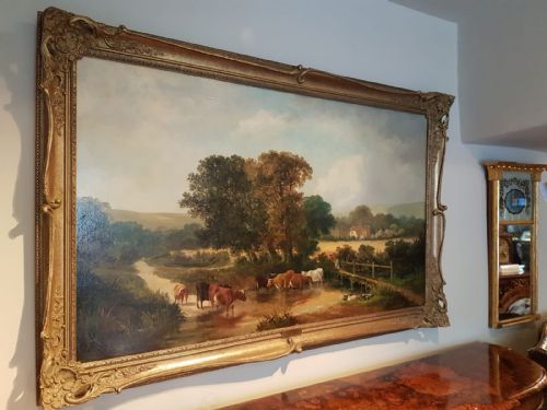 Superb Large Victorian Oil on Canvas by James Edwin Meadows