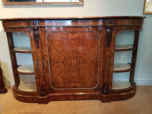 Fine Quality Mid Victorian Burr Walnut Credenza