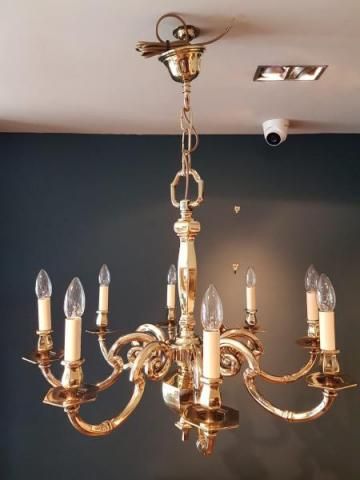 Top Quality Edwardian Eight Arm Cast Bronze Chandelier