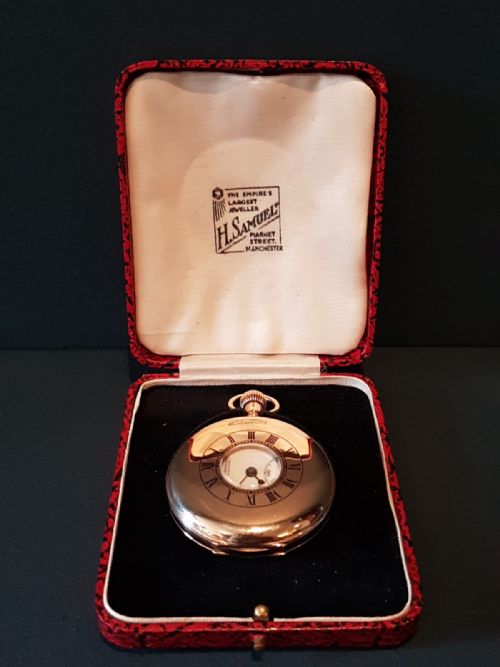 Immaculate 9ct Solid Gold Half Hunter Pocket Watch