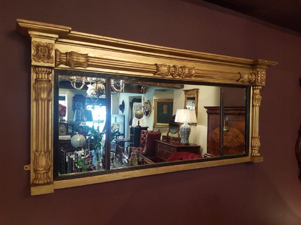 Antique Regency Timber Gilt Oval Mantel Mirror
