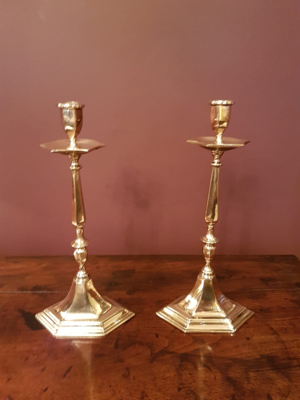 Pair of Early Victorian Cast Bronze Candlesticks