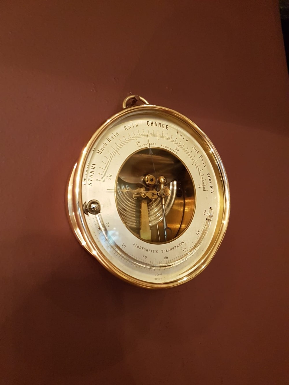 Antique Victorian Bronze Cased Marine Barometer