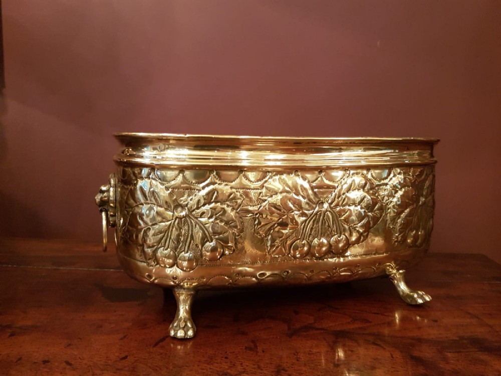 Victorian Embossed Brass Planter