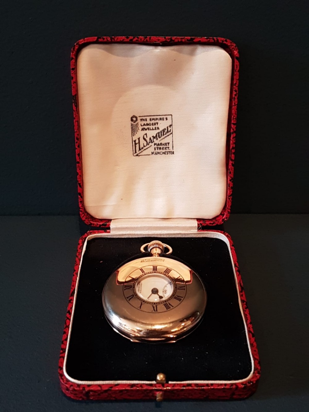 Immaculate 9ct Solid Gold Half Hunter Pocket Watch