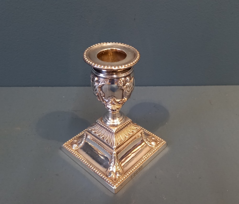 Matching Pair of Victorian Sheffield Silver Candlesticks View IV