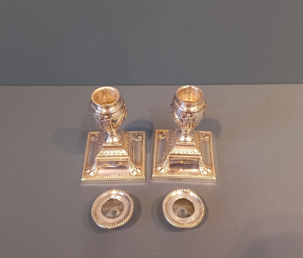 Matching Pair of Victorian Sheffield Silver Candlesticks View VI