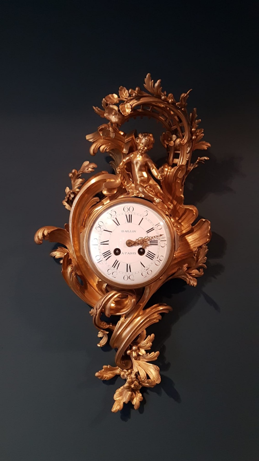 18th Century French Ormolu Cartel Clock By Baillon