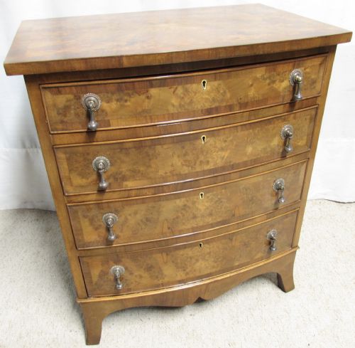 Burr Walnut Bow Fronted Chest of Drawers