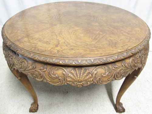 Large Walnut Round Coffee Table