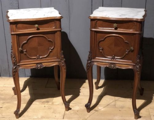 Pair French Bedside Cupboards
