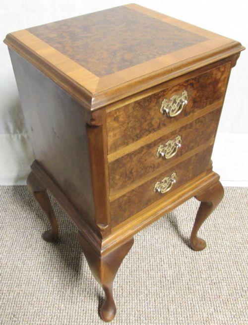 Burr Walnut Bedside Chest of Drawers