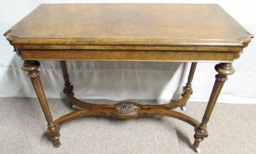 Very Good Burr Walnut Victorian Card Table