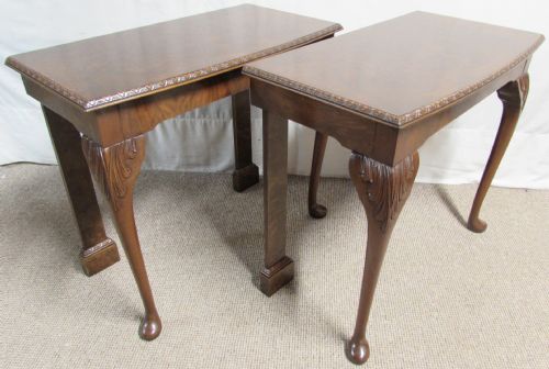 Pair Burr Walnut Console Tables