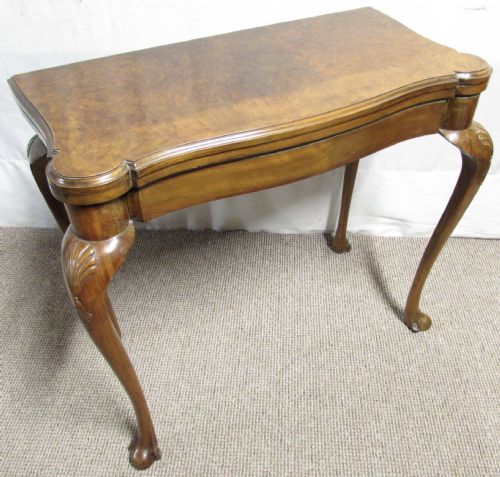 Burr Walnut Shaped Card Table