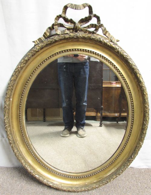 Large Gilt Oval French Wall Mirror 19c