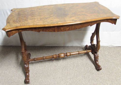 Burr Walnut Victorian Stretcher Table