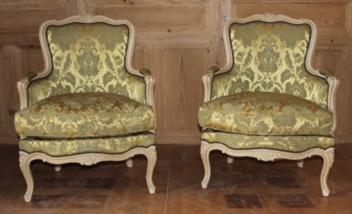 Wonderful Pair French Bergere Arm Chairs