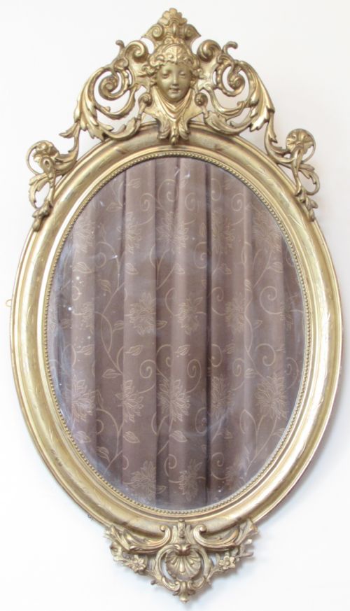 19th C French Oval Gesso Wall Mirror