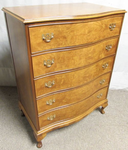 Burr Walnut Serpentine Chest Fo Drawers