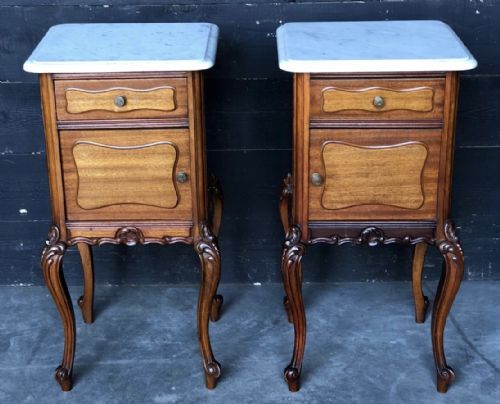 Pair French Walnut Bedside Cupboards