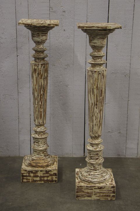 Pair French Lxvi Original Painted Columns
