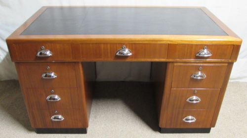 Walnut Art Deco Pedestal Desk