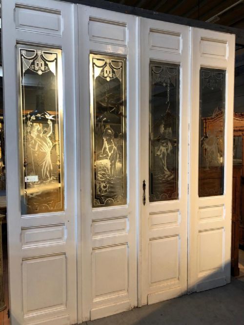 Set 4 French Etched Glass Doors