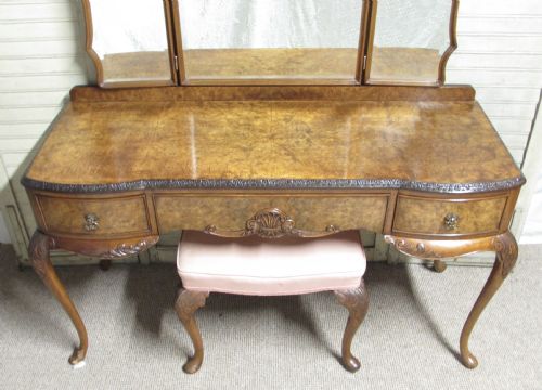 fig 1. Finest Quality Burr Walnut Dressing Table & Stool