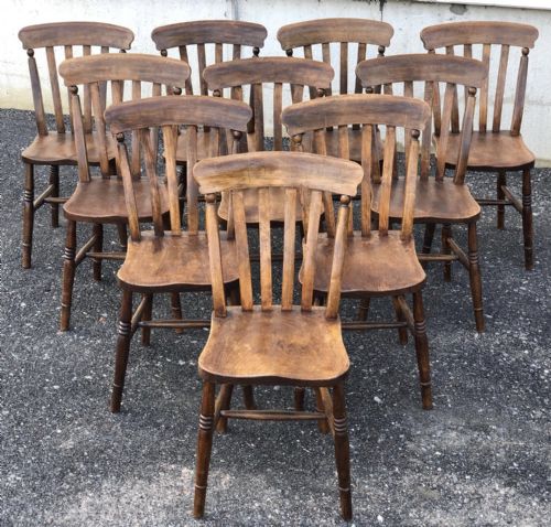 Set 10 Slat Back Kitchen Chairs