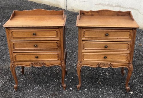 Pair French Oak Bedside Chests