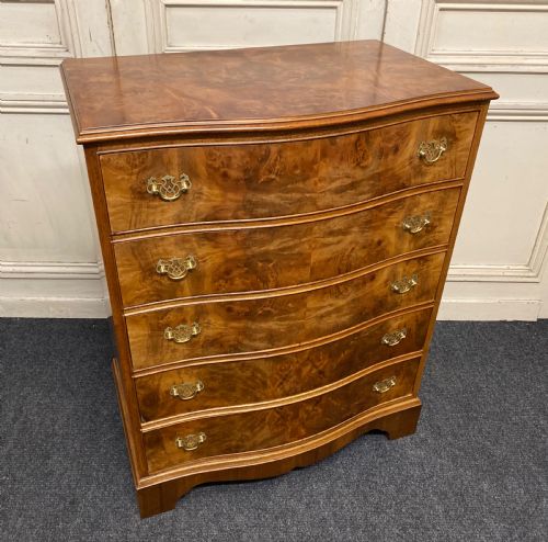 Burr Walnut Bow Front Chest of Drawers