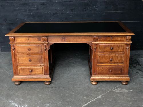 Large Walnut Pedestal Desk