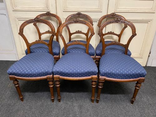 Set 6 Victorian Walnut Dining Chairs