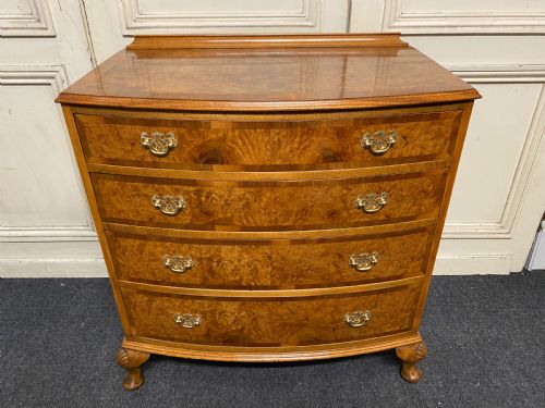 Burr Walnut Bow Front Chest of Drawers