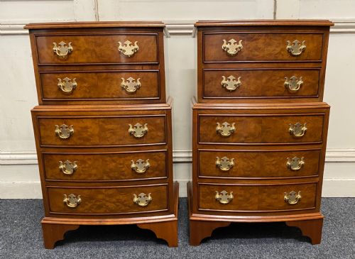 Pair Burr Walnut Bedside Chests