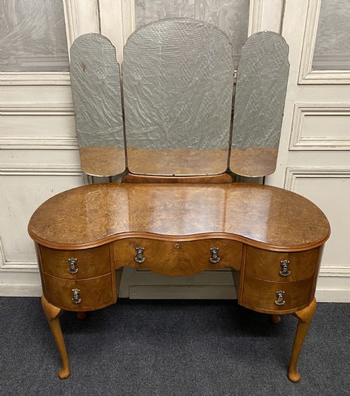 Burr Walnut Kidney Dressing Table