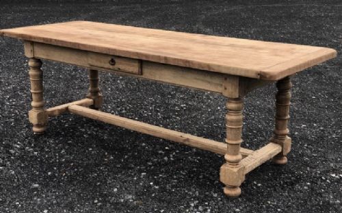 French Bleached Oak Farmhouse Dining Table