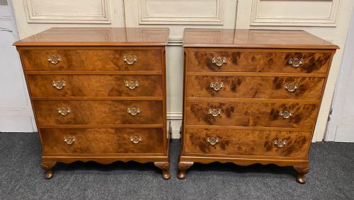 Pair Burr Walnut Chest of Drawers