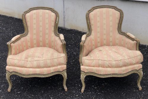 Pair French Bergere Arm Chairs
