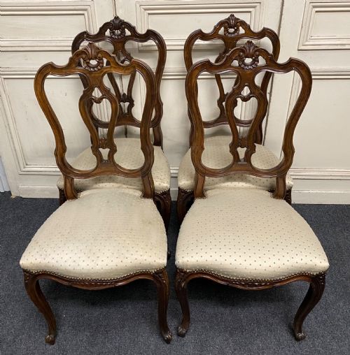 Set 4 French Walnut Dining Chairs