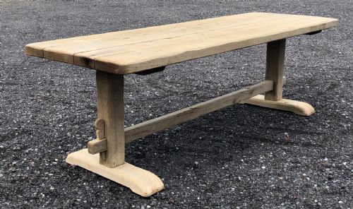 Long French Bleached Oak Farmhouse Dining Table