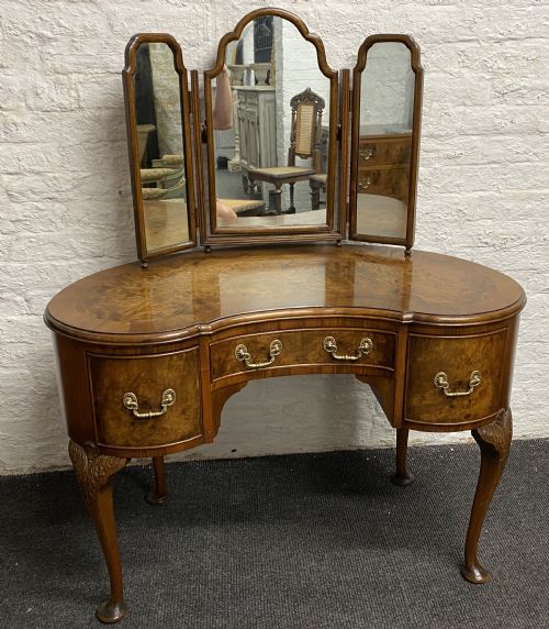 Burr Walnut Kidney Dressing Table