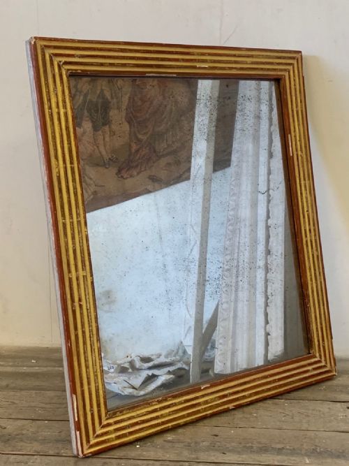 French Gilt Wood Reeded Mirror