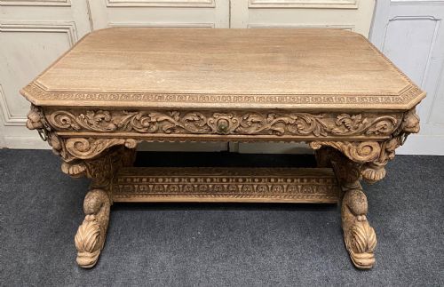 Bleached Oak Carved Dolphin Centre Table