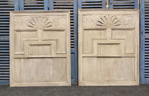 Pair Large Decorated Oak Wall Panels