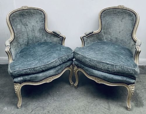 Pair French Bergere Arm Chairs