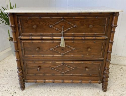 French Faux Bamboo Chest of Drawers